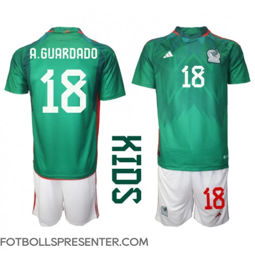 Mexiko Andres Guardado #18 Hemmatröja Barn VM 2022 Kortärmad (+ korta byxor)